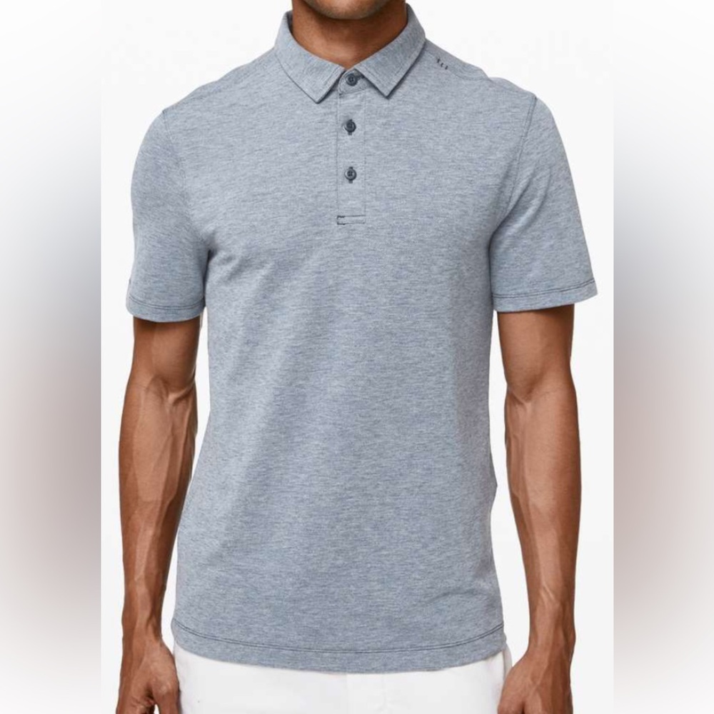 Lululemon Men's Blue Gray Evolution Polo Shirt, M